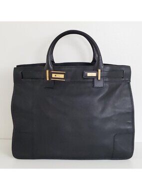 Gucci Black Soft Leather Tote Handbag Vintage Tom Ford 90's